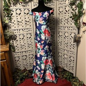 🌹HOST PICK🌹MY MICHELLE ROYAL BLUE WITH BRILLIANT FLOWERS FORMAL PROM DRESS GOWN